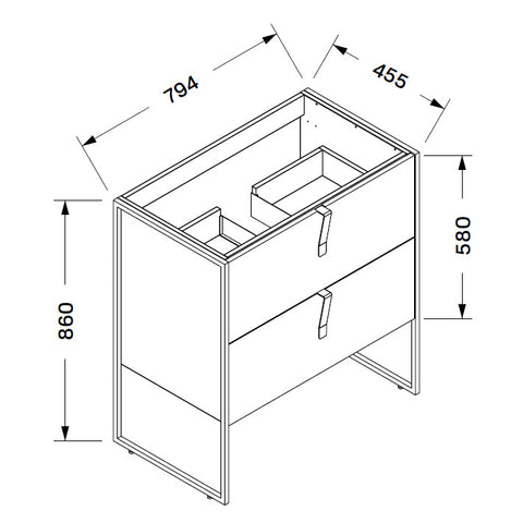 Wellis Azori 2 fiókos mosdószekrény (79,4x45,5x86)
