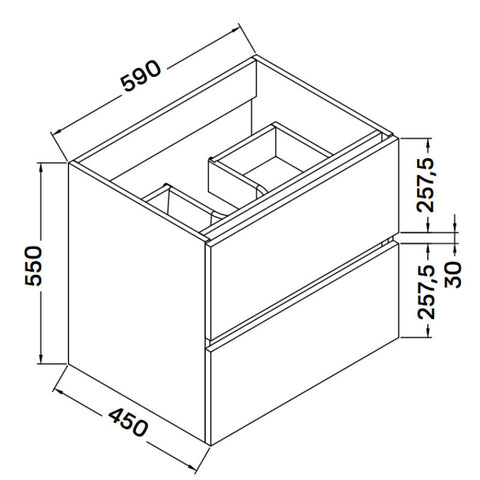 Wellis Elois White 60 2 fiókos mosdószekrény (59x45x55)