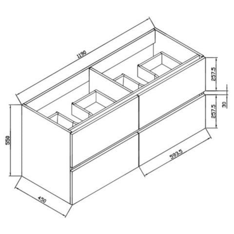 Wellis Elois White 120 4 fiókos mosdószekrény (119x45x55)