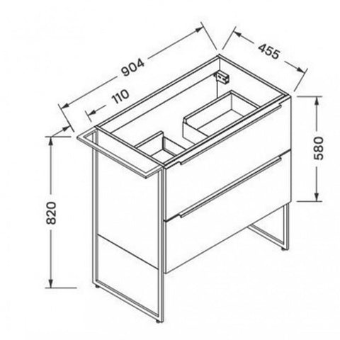 Wellis Jersey 2 fiókos mosdószekrény (79,4/90,4x45,5x82)