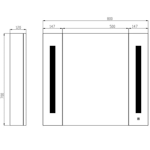 Wellis Canaria tükrös szekrény, LED világítással (80x12x70)