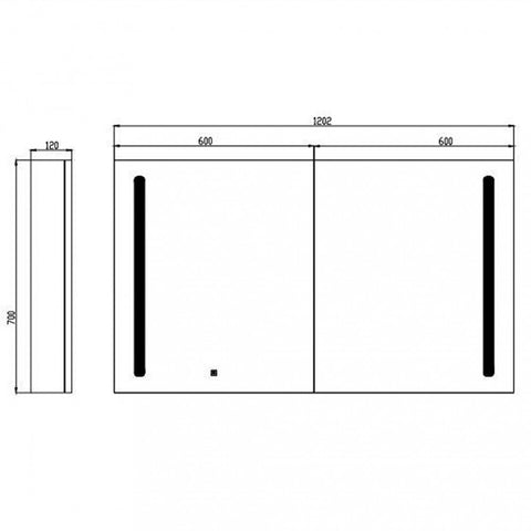 Wellis Tenerife tükrös szekrény, LED világítással (120x12x70)