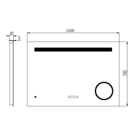 Wellis Rodos tükör, LED világítással, kijelzővel (120x4x70)
