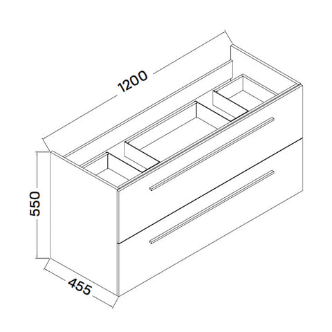 Wellis Almeria 2 fiókos mosdószekrény (120x45,5x55)