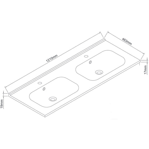 Wellis Almeria dupla műmárvány mosdó (121x46x1,8/16)