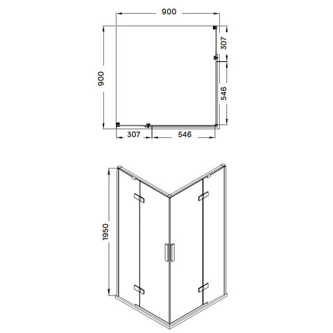 Wellis Murano két nyílóajtós szögletes kabin Easy Cleannel (90x90x195)
