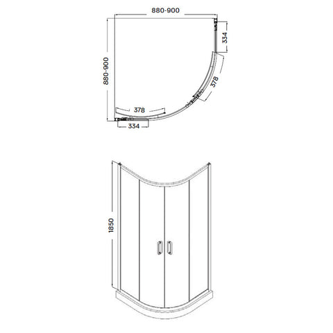 Wellis Caprera 2 tolóajtós íves zuhanykabin Easy Cleannel (90x90x185)