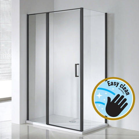 Wellis Triton Black 1 nyílóajtós szögletes zuhany Easy Cleannel (120x80x190)