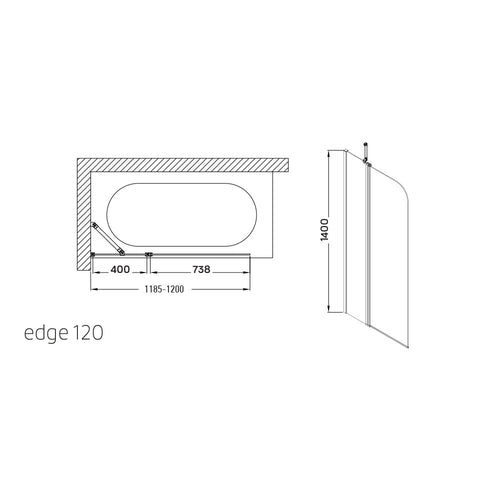 Wellis Edge 120 kádparaván, fix üveg panellel Easy Cleannel (120x145)