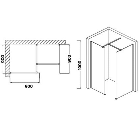 Wellis Astro 140 walk-in zuhanyfal kombi Easy Cleannel (140x90x190)