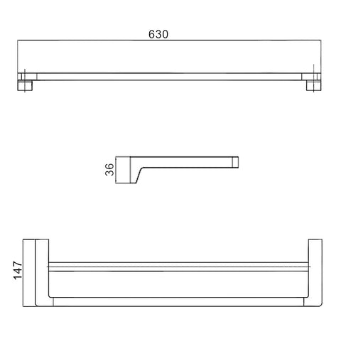 Wellis Mamba törölközőtartó DUPLA (63x14,7x3,6)