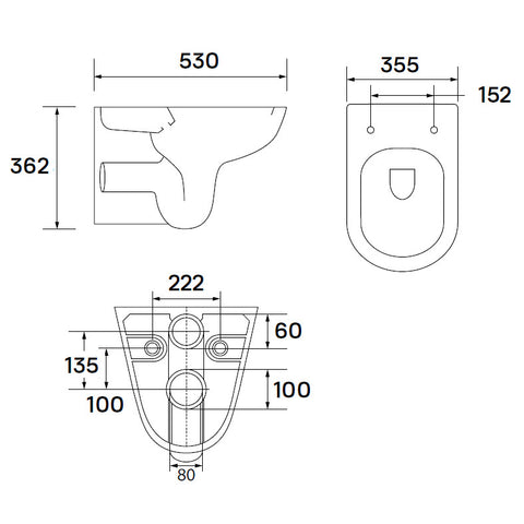 Wellis Bella fali Rimless WC (35,5x53x36,2)