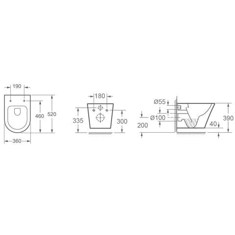 Wellis Clement Black fali Rimless WC, matt fekete (36x51,7x35,7)