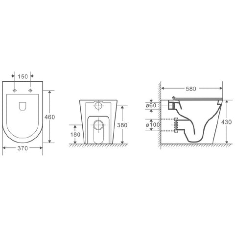 Wellis Clement álló rimless WC (37x58x43)