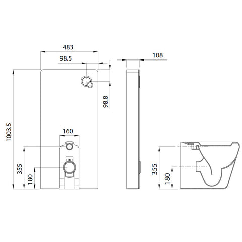 Wellis Corsica Black szerelőmodul álló WC-hez (48,3x10,8x100,3)