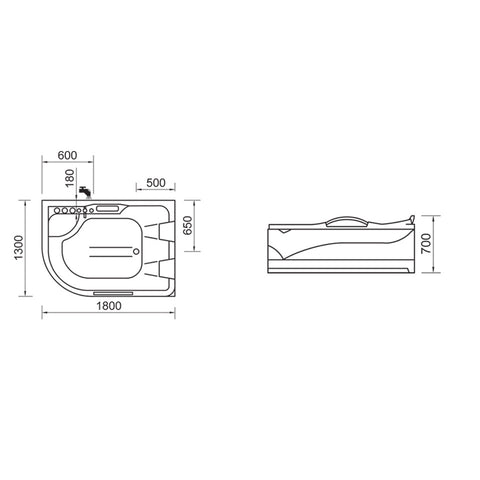 Wellis Dublo E-Max™, hidromasszázs kád, csaptelep nélkül (180x130x70)