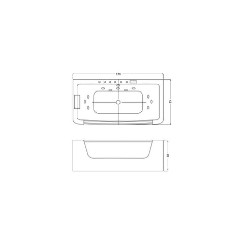 Wellis Rhone E-Drive™, hidromasszázs kád, Flipper csapteleppel (170x85x58)