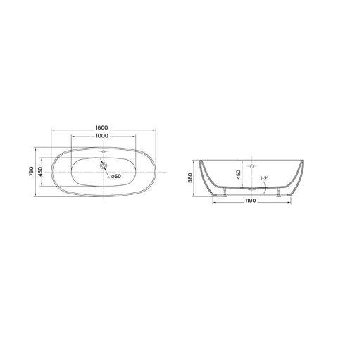 Wellis Oval 160 szabadon álló kád (160x78x58)