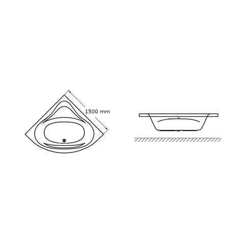 Wellis Bled E-Max™ 150, hidromasszázs kád, Flipper (150x150x64)