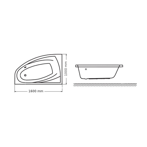 Wellis Matana E-Max™ 160, hidromasszázs kád, Flipperrel, JOBBOS (160x100x60)