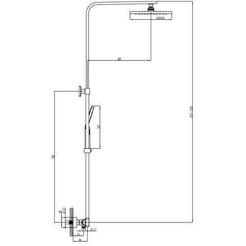 Wellis Cascade termosztátos zuhanyoszlop (31,1x50,5x90,5-135)