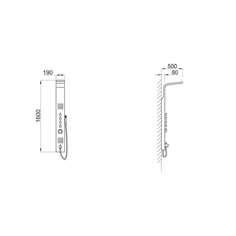 Wellis Mariner Silver termosztátos zuhanypanel (19x50x160)