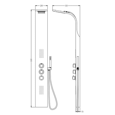Wellis Glam termosztátos zuhanypanel (20x45x160)