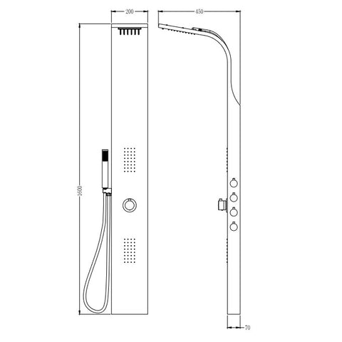 Wellis Mona termosztátos zuhanypanel (22x45x160)