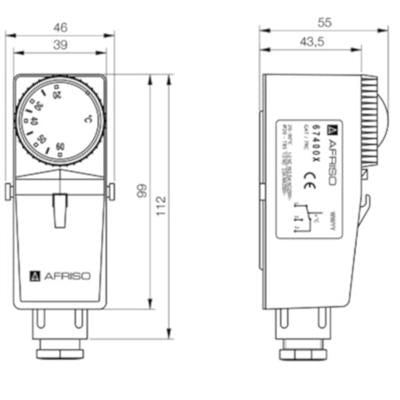 Afriso GAT/7RC termosztát csőre 0-90°C