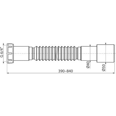 Alcaplast A770 flexibilis bekötőcső 6/4"x40/50 műanyag