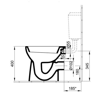 Alföldi Bázis WC csésze hátsó kifolyású, lapos öblítésű 4030 00 01