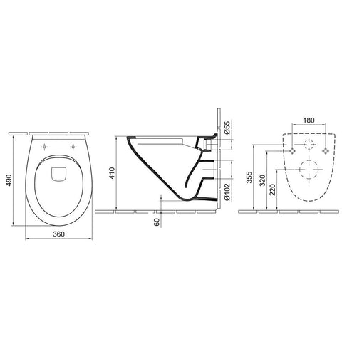 Alföldi Optic WC csésze fali, mélyöblítésű, kompakt 49cm Cleanflush+ Easyplus 7048-R0R1