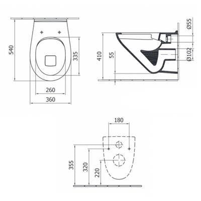 Alföldi Optic WC csésze fali, laposöblítésű, 54cm, Cleanflush + Easyplus, 7049-R0R1