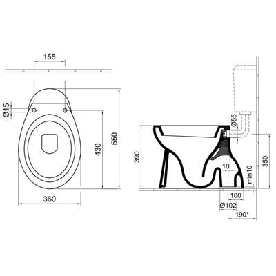 Alföldi Bázis WC csésze alsó kifolyású, mélyöblítésű + CleanFlush 7094-R101