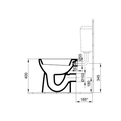Alföldi Bázis WC csésze hátsó kifolyású, laposöblítésű + CleanFlush 7095-R001