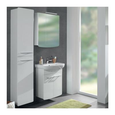 Alföldi Saval 2.0 mosdószekrény, mosdóval, 2 ajtó, 54x69x28cm, fényes fehér, láb nélkül