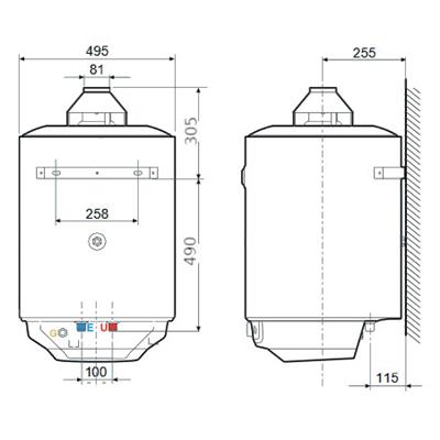 Ariston S/SGA X 80 EE gázüzemű vízmelegítő kéményes, fali, 80 literes (3211025)