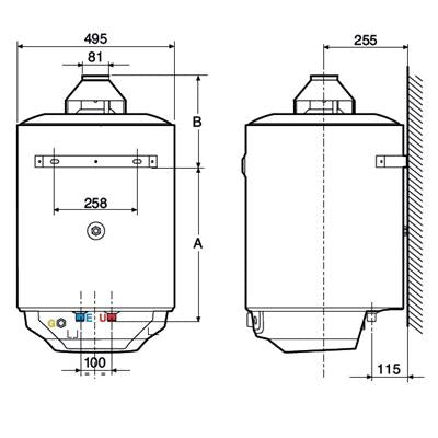 Ariston S/SGA X 120 EE gázüzemű vízmelegítő kéményes, fali, 120 literes (3211027)