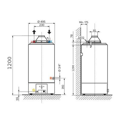 Ariston SGA X 120 EE gázüzemű vízmelegítő kéményes, álló, 120 literes (3211167)