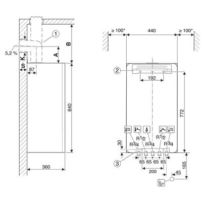 Bosch Condens 7000i W GC7000iW 24 PB 23 kondenzációs gázkazán, fűtő, fekete üveg burk. 25,1 Kw