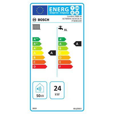 Bosch Condens 7000i W GC7000iW 24/28 CB 23 kondenzációs gázkazán, kombi, fekete üveg burk. 25,1 Kw