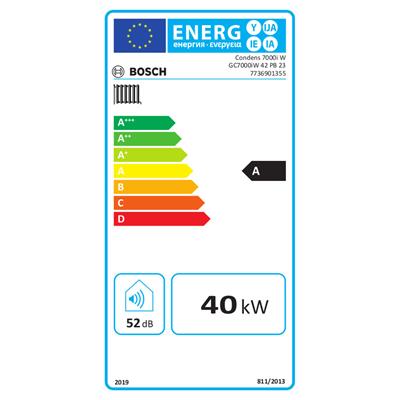 Bosch Condens 7000i W GC7000iW 42 PB 23 kondenzációs gázkazán, fűtő, fekete üveg burk. 41,9 Kw