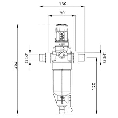 BWT Protector mini HWS C/R 1/2" szűrővízszűrő nyomáscsökkentővel hidegvizes