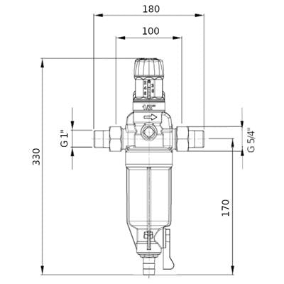 BWT Protector mini HWS C/R 1" szűrővizszűrő nyomáscsökkentővel hidegvizes