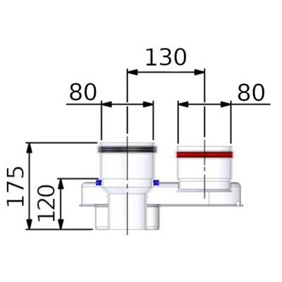 Tricox PPs/Alu osztó adapter, 80/125 - 2x80mm