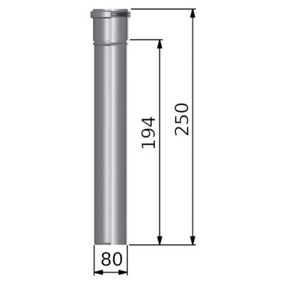 Tricox PPs cső 80mm, hossz: 250mm