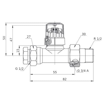 Danfoss radiátor szelep szett 1/2" egyenes + termofej