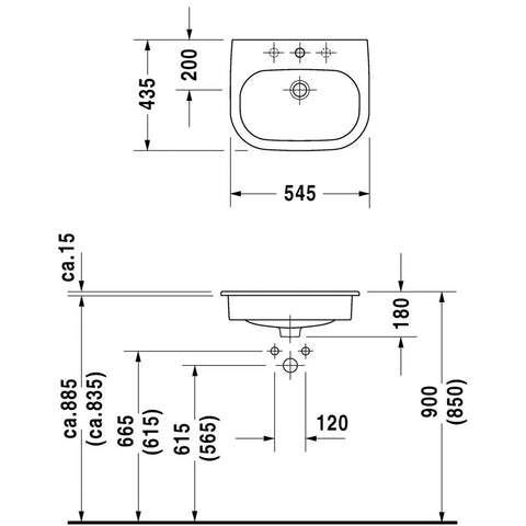 DURAVIT D-Code mosdó, beépíthető, 54x43cm (DR0337540000)