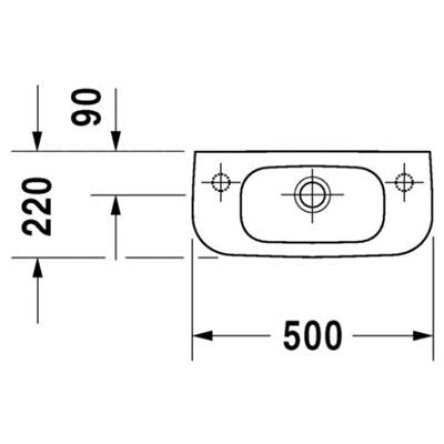 DURAVIT D-Code kézmosó, 50x22cm, bal csaplyuk (DR07065000092)