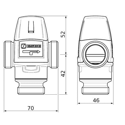 ESBE VTA321 35-60C 15-1,5 BM 1/2" termosztatikus keverőszelep (31100400)